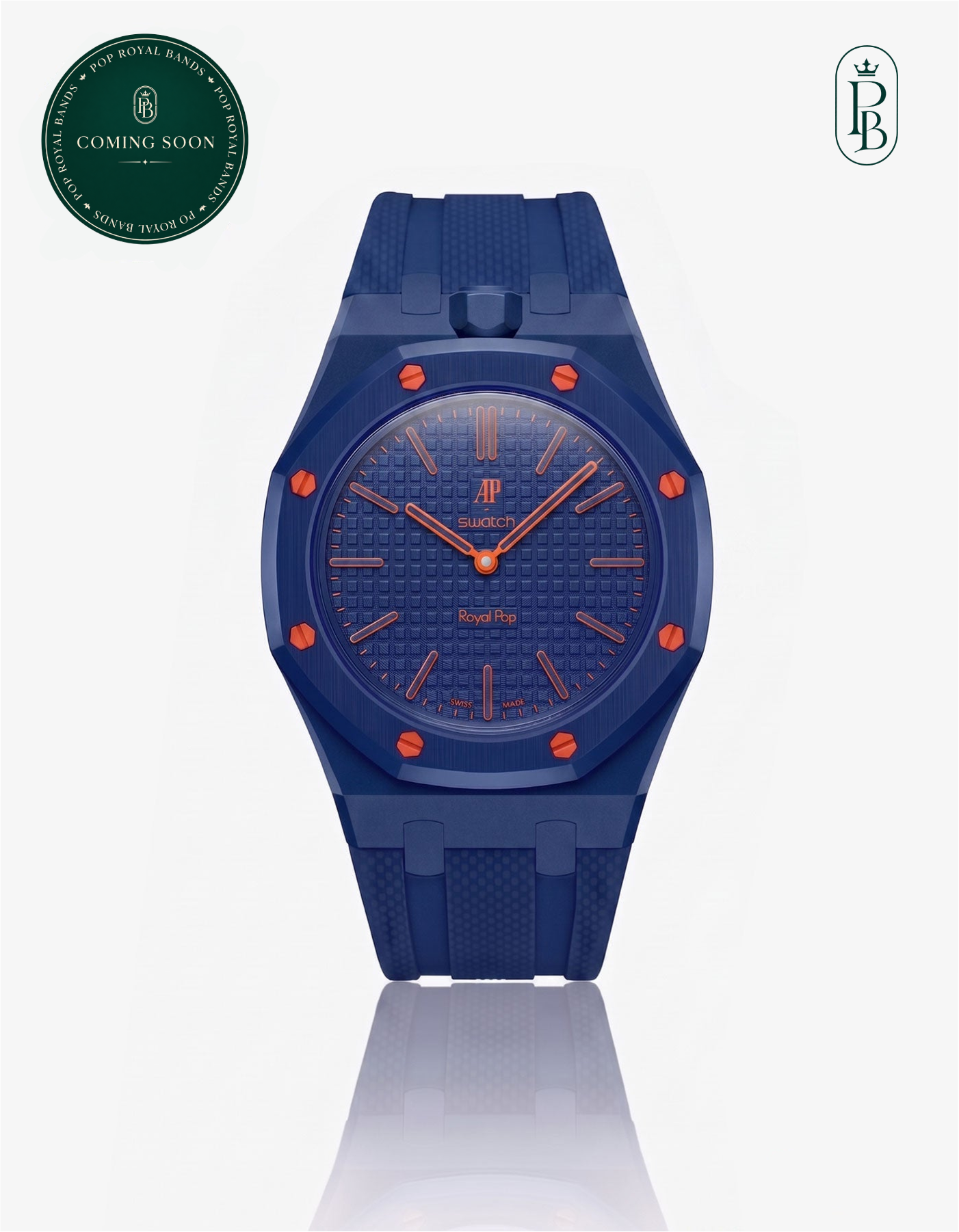 Rubber Strap For AP x Swatch Royal Pop Orenji Hachi