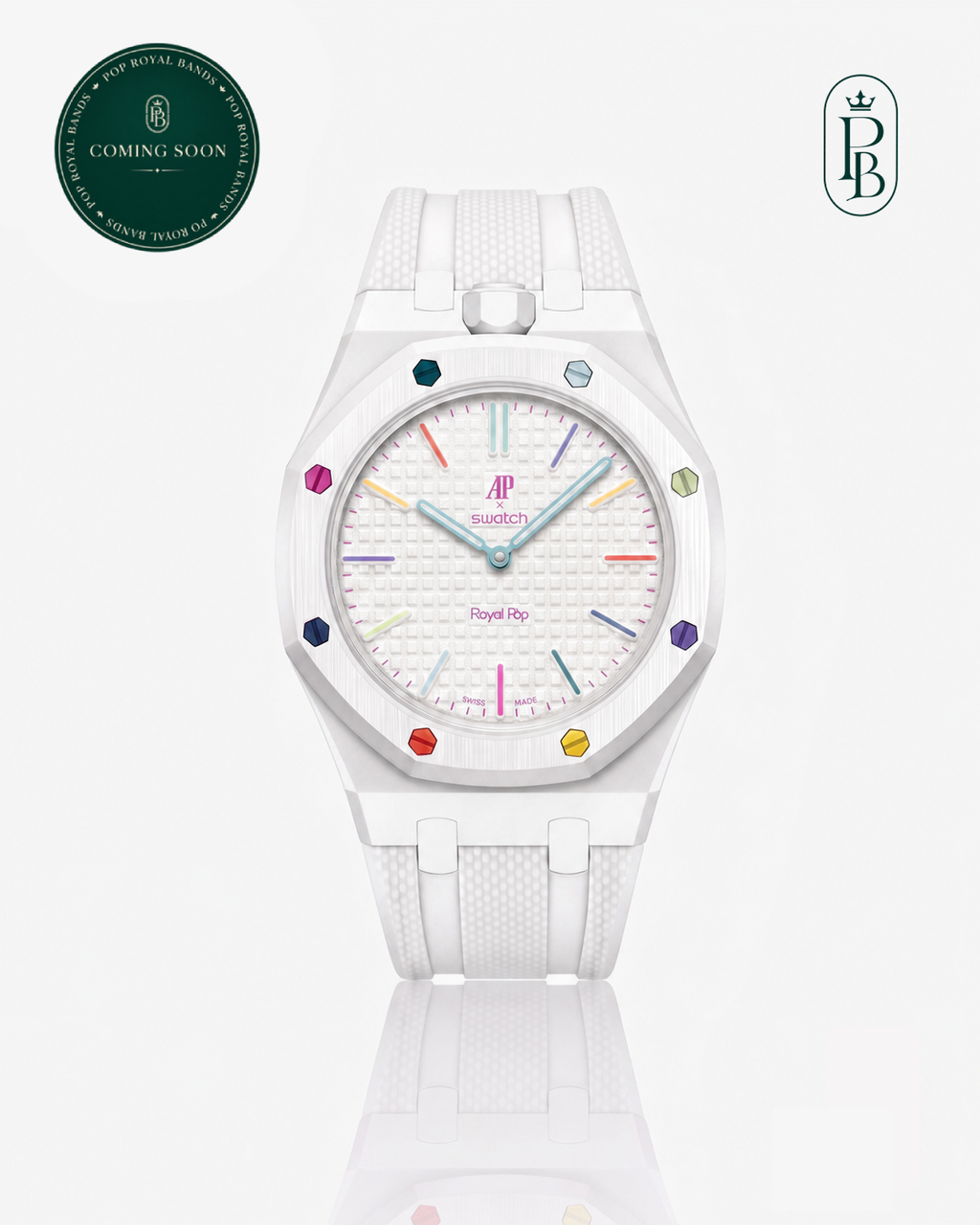 Rubber Strap For AP x Swatch Royal Pop Huit Blanc