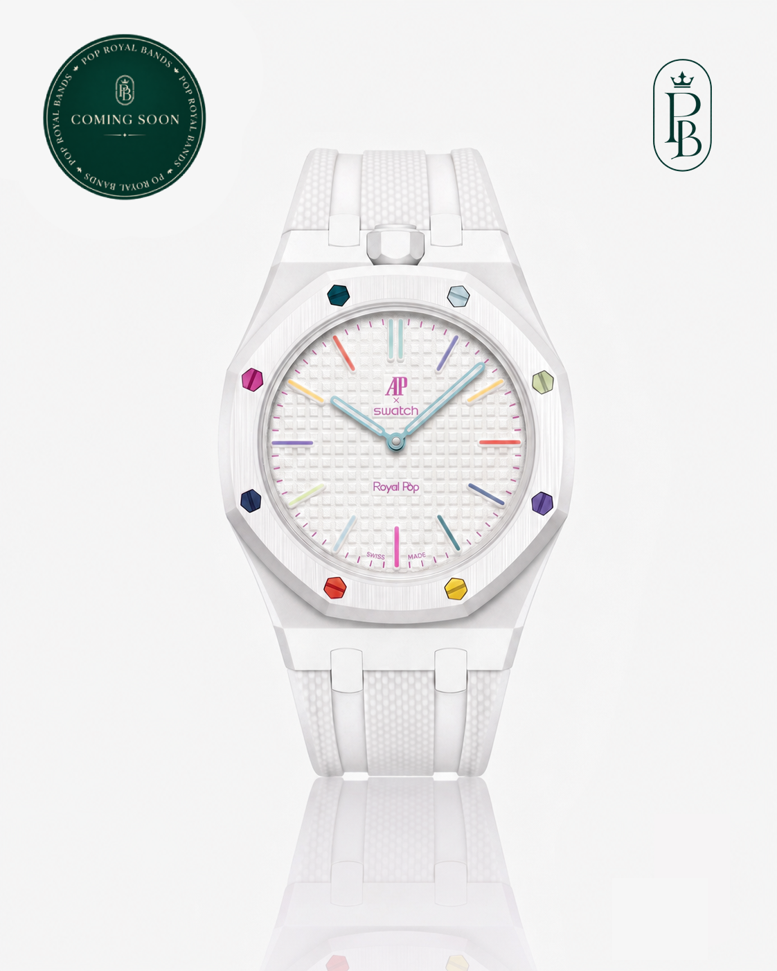 Rubber Strap For AP x Swatch Royal Pop Huit Blanc