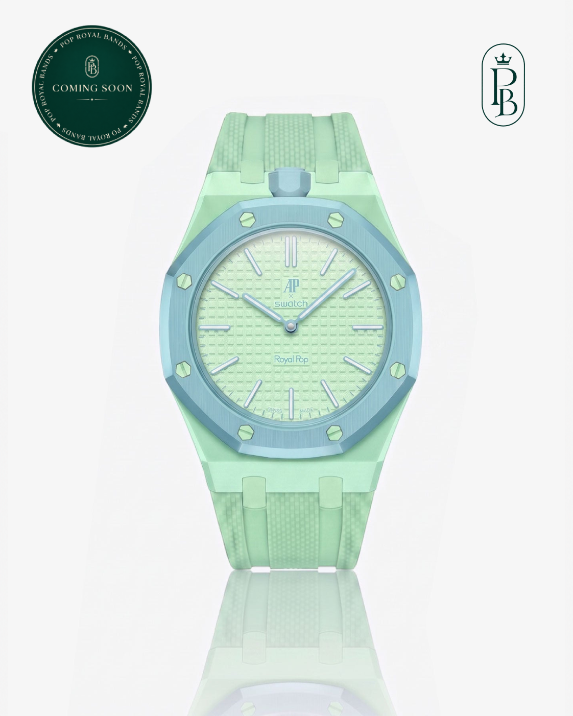 Rubber strap for AP x Swatch Royal Pop Blaue Acht pocket watch wrist conversion